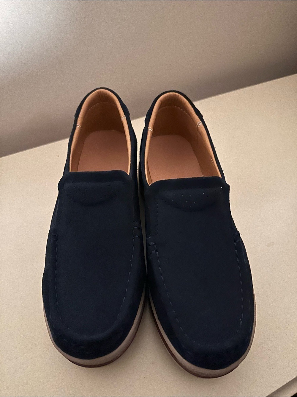Women’s Navy Suede Slip-On Loafers - Classic Casual Shoes